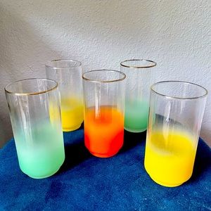 Set of 5 Frosted Pastel Blendo Drinking Glasses